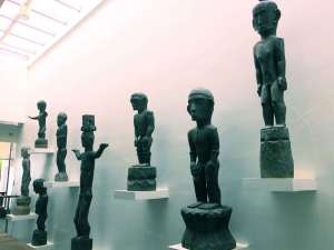 The collection of bululs (Ifugao rice granary gods) at BenCab Museum.