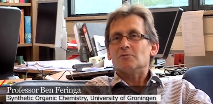 Bernard L. Feringa of the University of Groningen talking about his work in molecular machines./Photo via University of Groningen YouTube channel (Screenshot)
