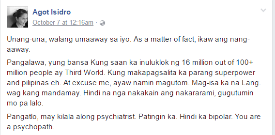 Agot Isidro, President Rodrigo Duterte