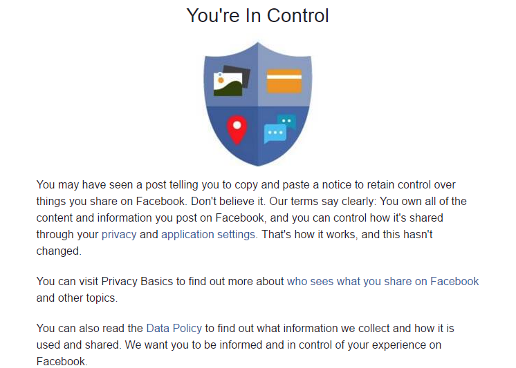 Facebook hoax privacy post