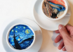 Latte art, cream art, Lee Kang Bin, Van Gogh, Starry Starry Night, Munch, The Scream, Korea