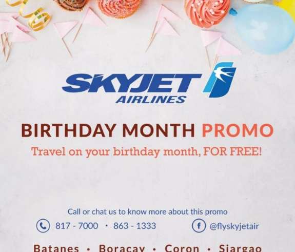 Skyjet, birthday promo, fly for free, 2018