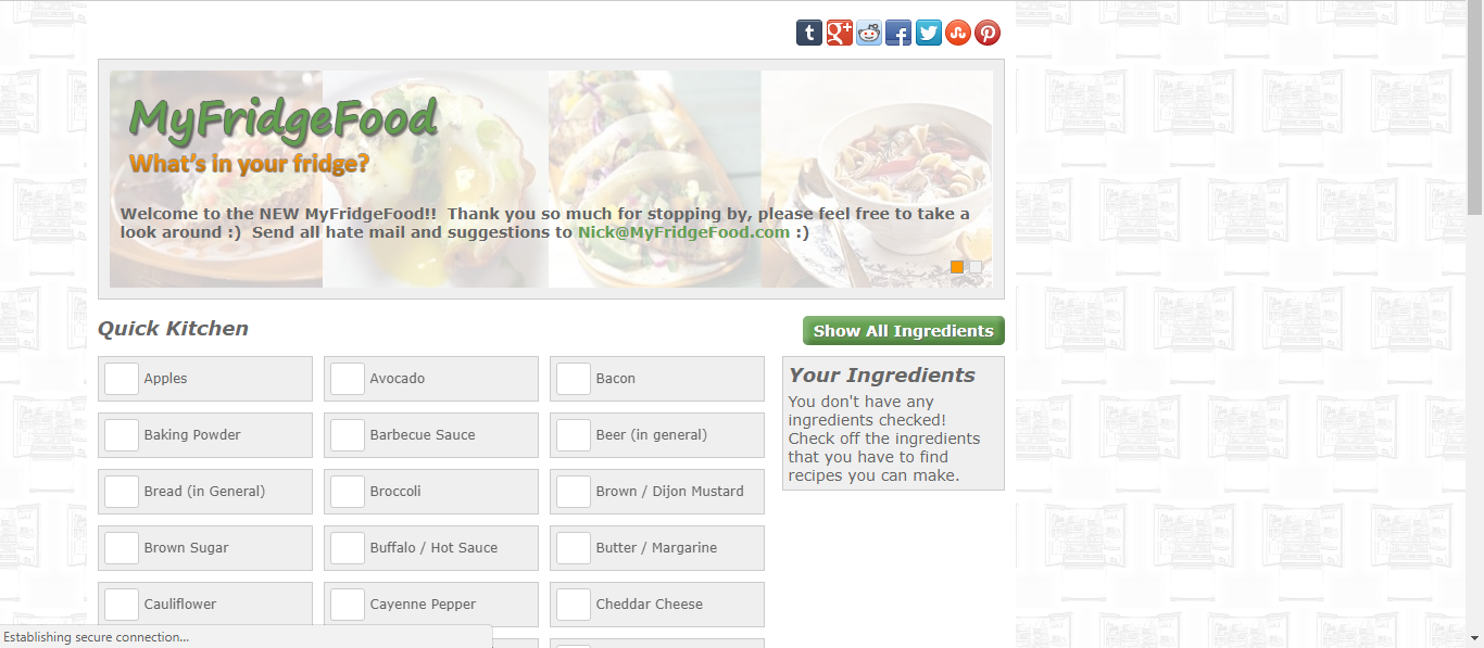 My Fridge Food, Websites