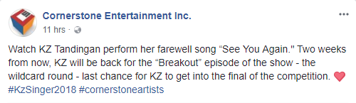 KZ Tandingan, Singer 2018