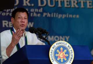 President Rodrigo R. Duterte delivers a speech during the turnover rites of the Armed Forces of the Philippines at Camp Aguinaldo on Friday where he discussed historical facts which led to the Mindanao problem and other issues relating to peace and order and the campaign for change towards ending hostilities with the CPP-NPA, MILF and MNLF.