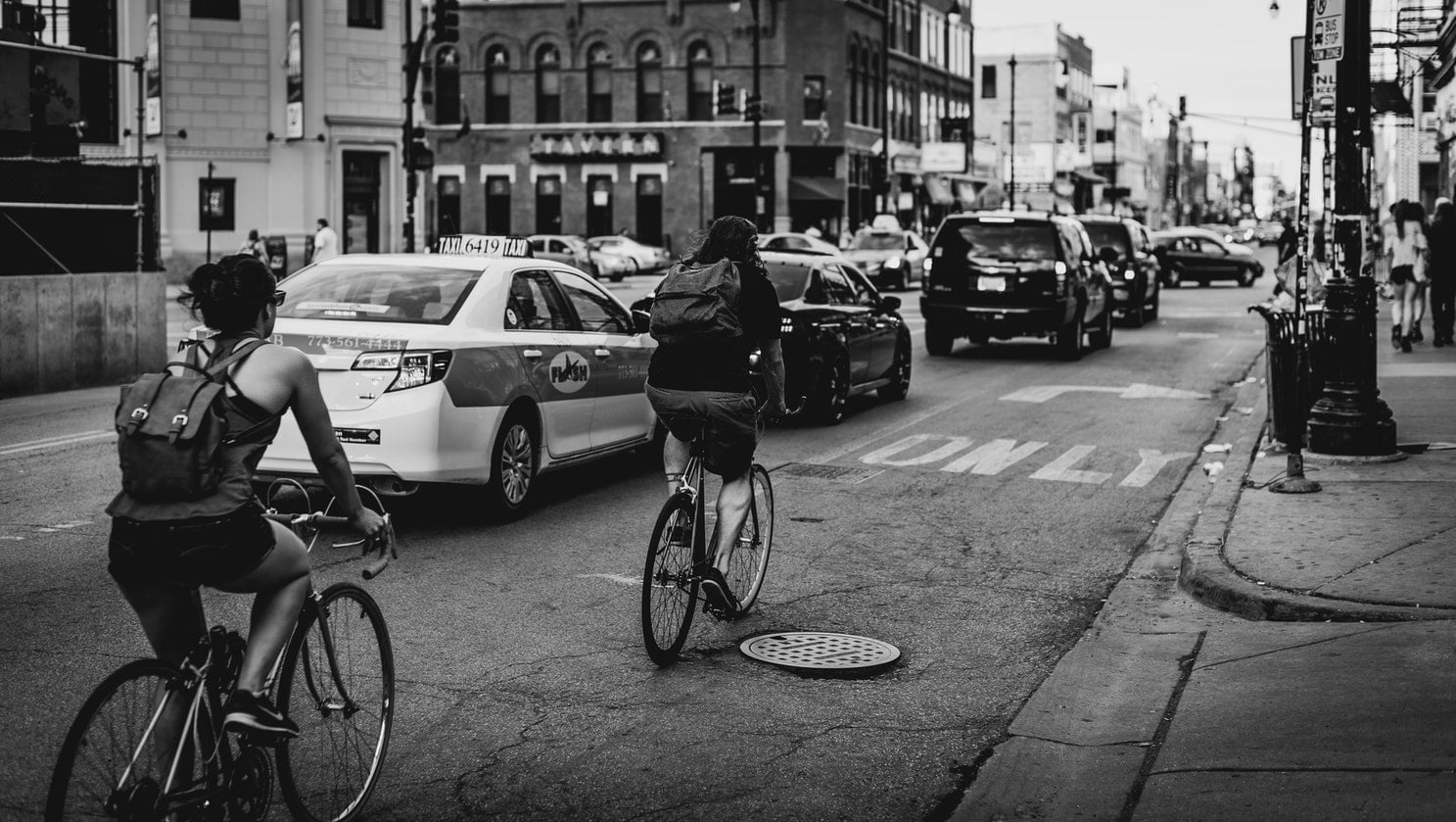 B&W Photo of Adrian Williams Cycling