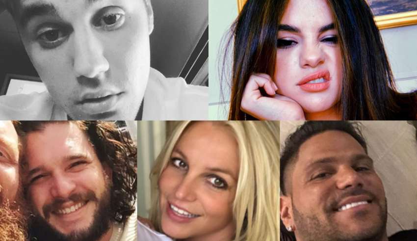 Justin Bieber. Selena Gomez, Kit Harrington, Britney Spears and Ronnie Ortiz-Magro