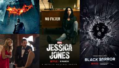 The Dark Knight, Jessica Jones, Black Mirror, and Murder Mystery Posters