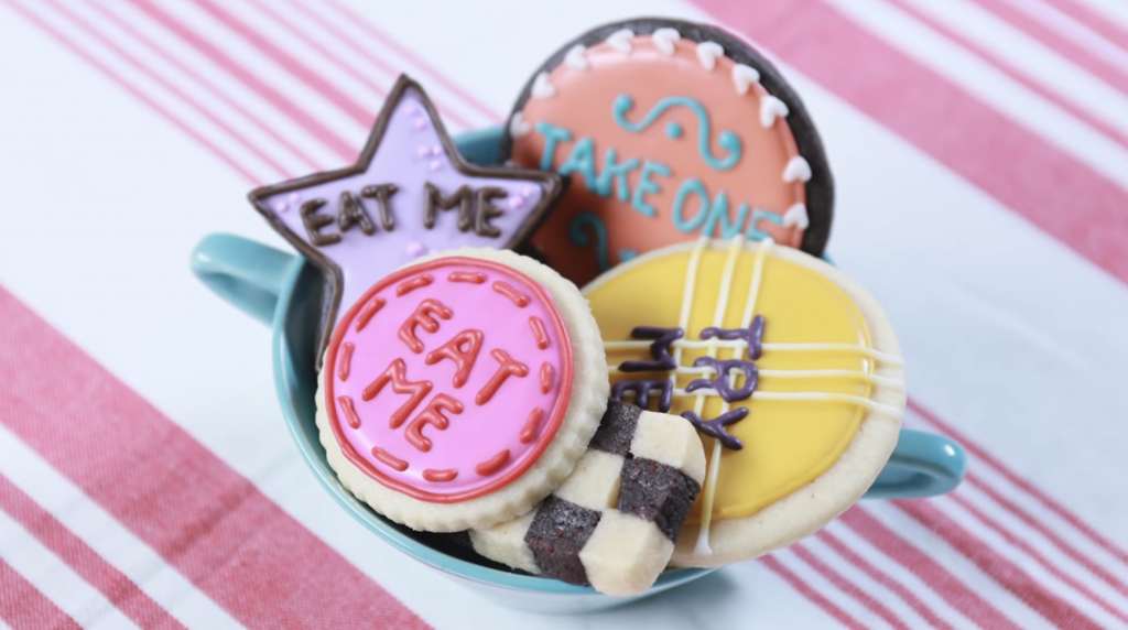 Dish of Assorted Alice in Wonderland ”Eat Me” Cookies