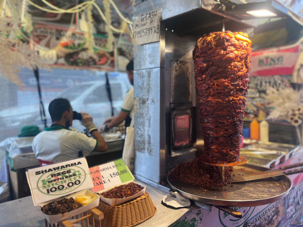 Shawarma spit in a food stall