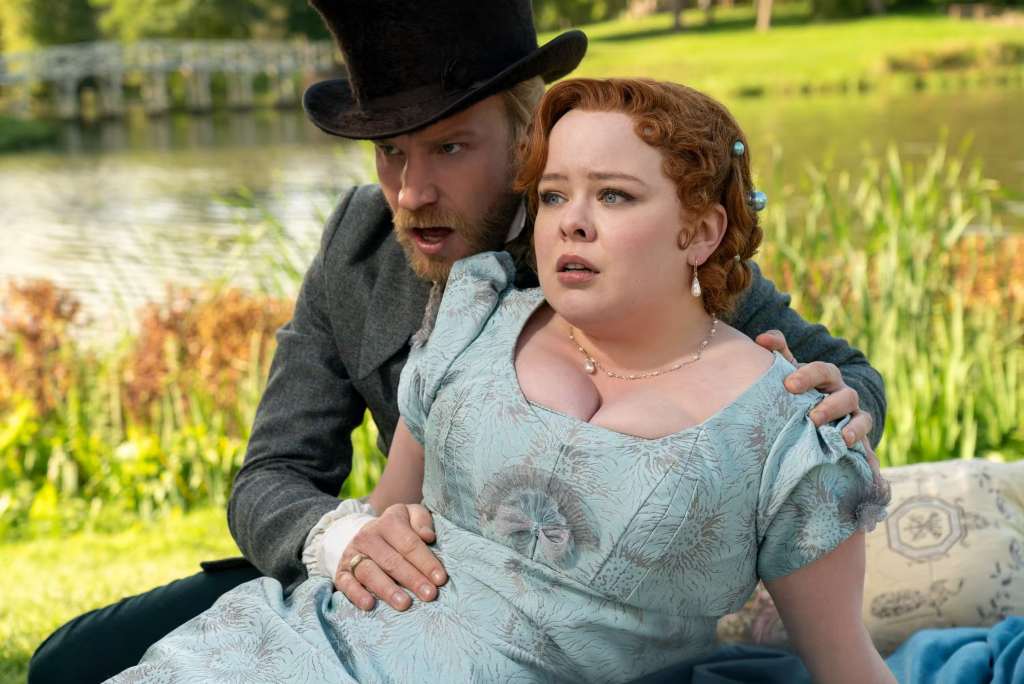 Bridgerton Season 3 still of Penelope Featherington and Lord Debling, played by Nicola Coughlan and Sam Phillips via Screen Rant