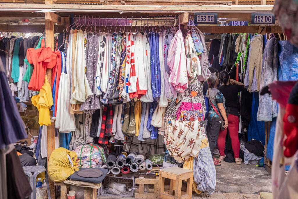 Racks of clothing on display at an ukay-ukay spot